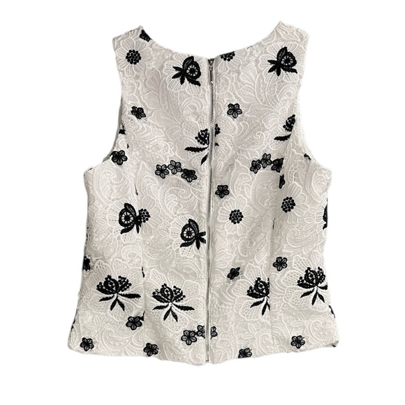 WHBM | White & Black Feminine Floral Romantic Lace Bodice Sleeveless Top Size 8P - Picture 5 of 8